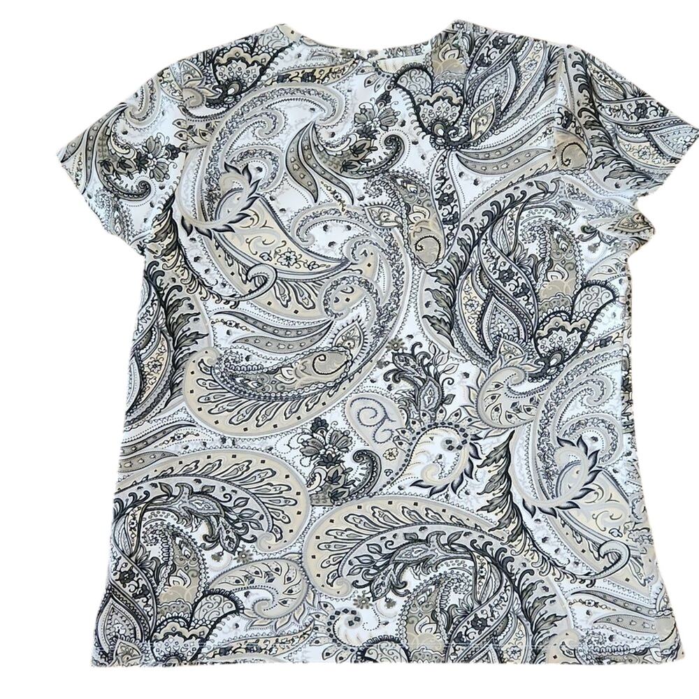 Paisley print Croft & Barrow women's large short sleeve 100% cotton top - Picture 3 of 5